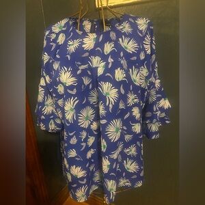 Liz Claiborne Blue Floral Blouse